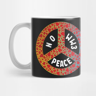 WW3 PRAYING FOR PEACE RED HEART PEACE SYMBOL DESIGN Mug